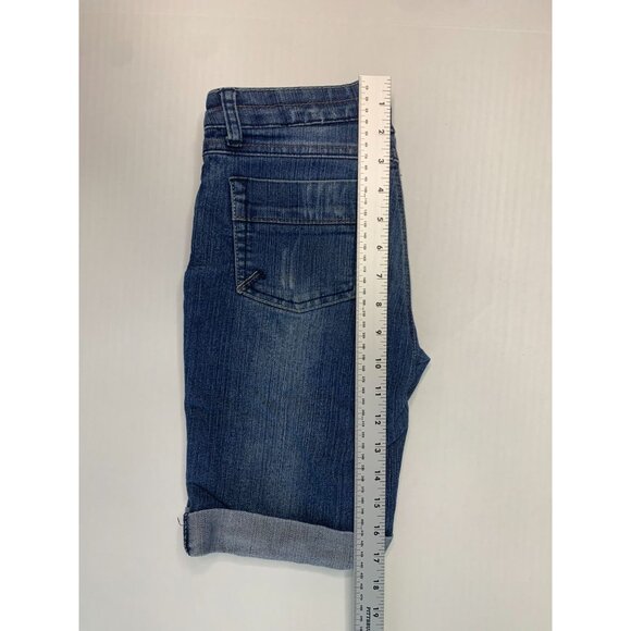 Arizona Jeans Girls Size 10 Reg Long Burmuda Shorts Jean Denim Cuffed Hem - Picture 3 of 5